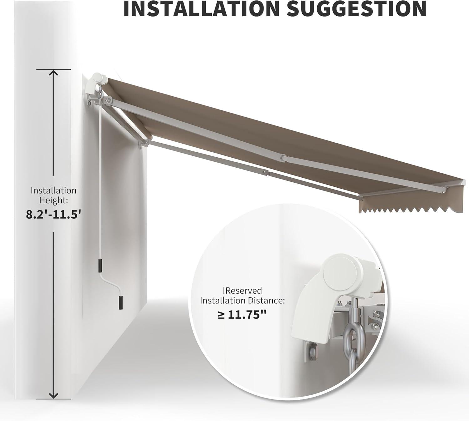 Cream White 12' x 10' Retractable Aluminum Patio Awning