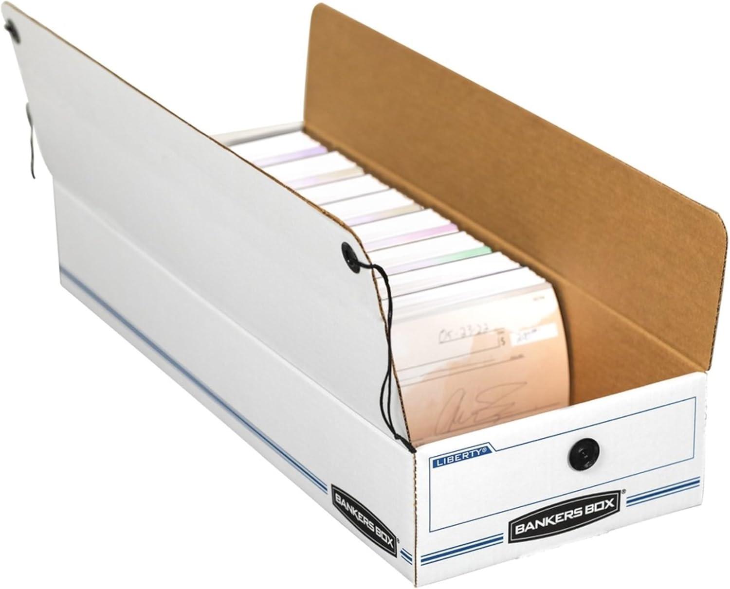 Bankers Box® Liberty Check/Deposit Slip Storage Box, 9 x 23 x 4, WE/BE, 12/Carton