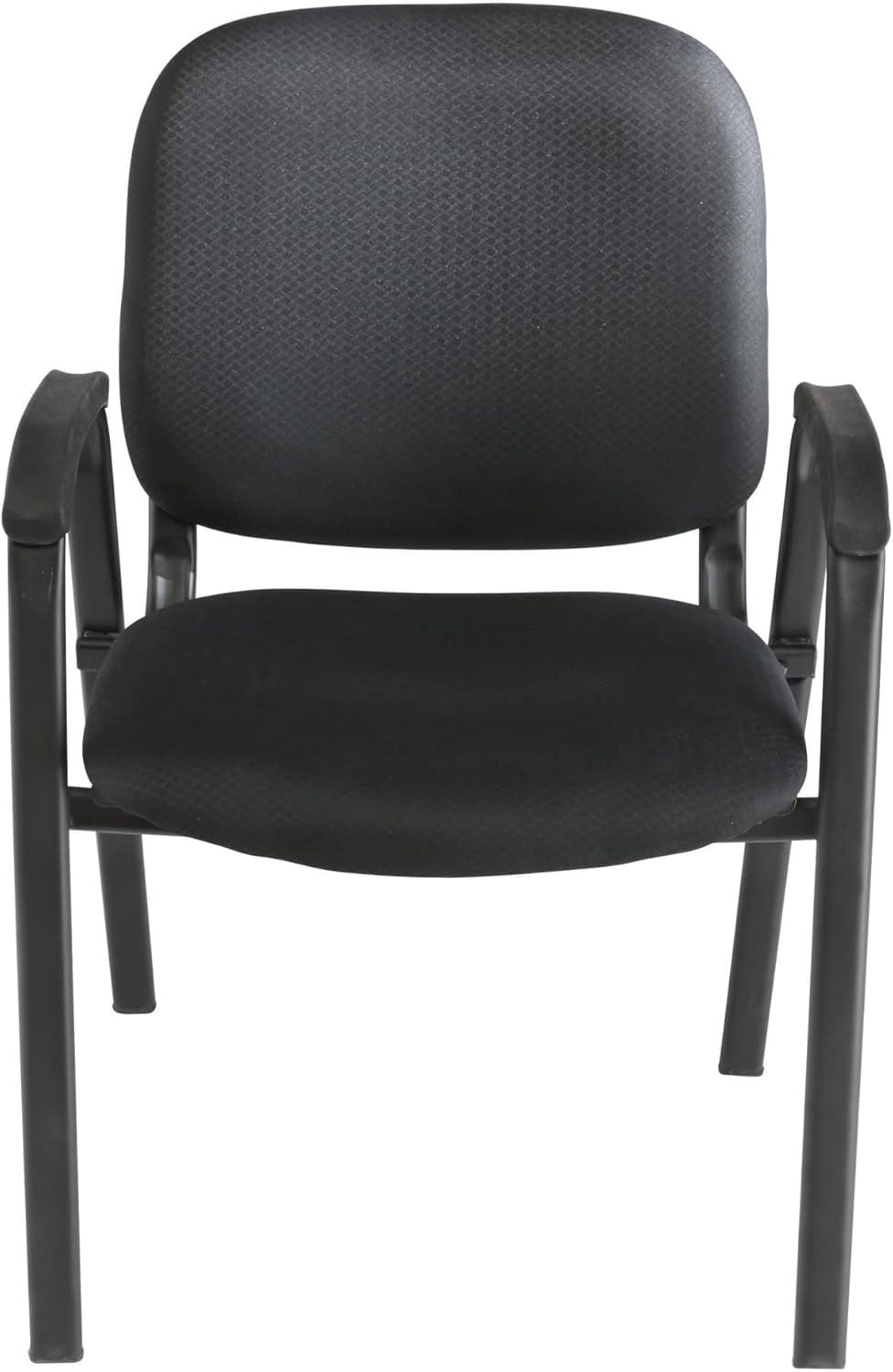 Romig Ace Vinyl Guest Stacking Chair with Arms- Black