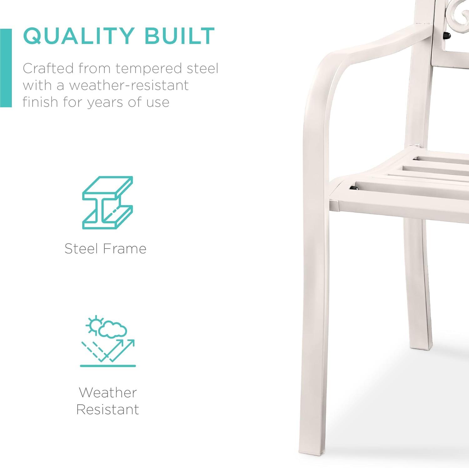 Alcott Hill® Outdoor Steel Bench Garden Patio Porch Furniture W/ Floral Design Backrest