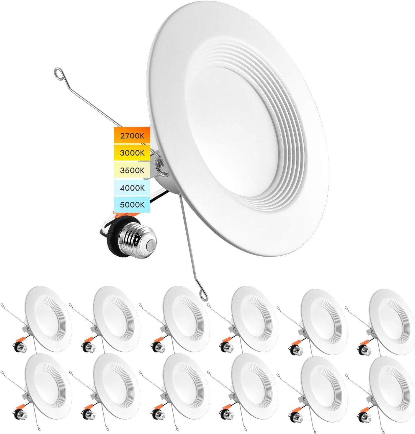 Modern 5/6 Inch Color Selectable LED Recessed Downlight Kit, 12-Pack