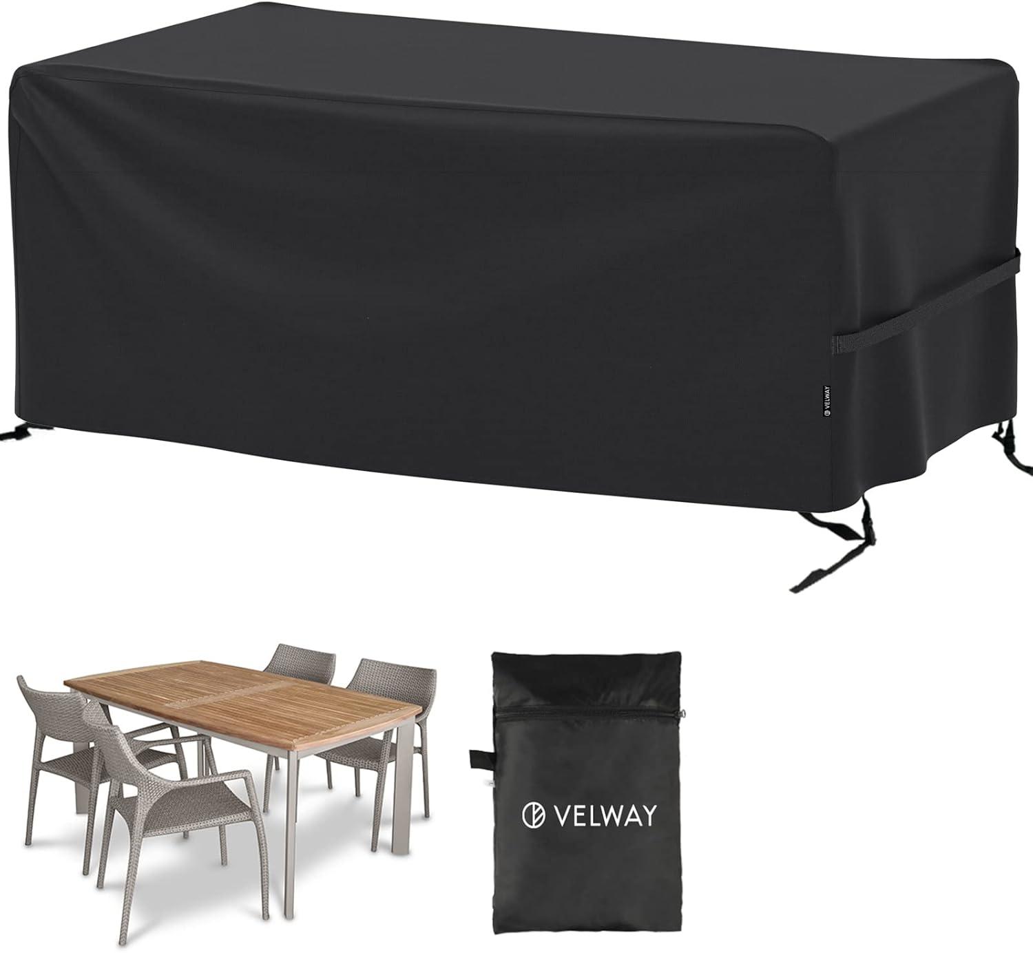 Black Waterproof Oxford Patio Furniture Cover with Buckles, 67”L x 37”W x 28”H