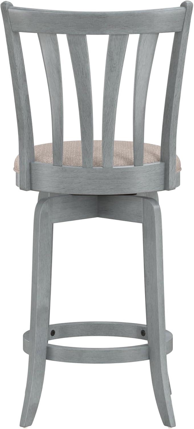 Hillsdale Furniture 25.75" Savana Swivel Counter Height Barstool Blue (Wirebrush)/Cream : Upholstered, Wood Legs, 250lb Capacity