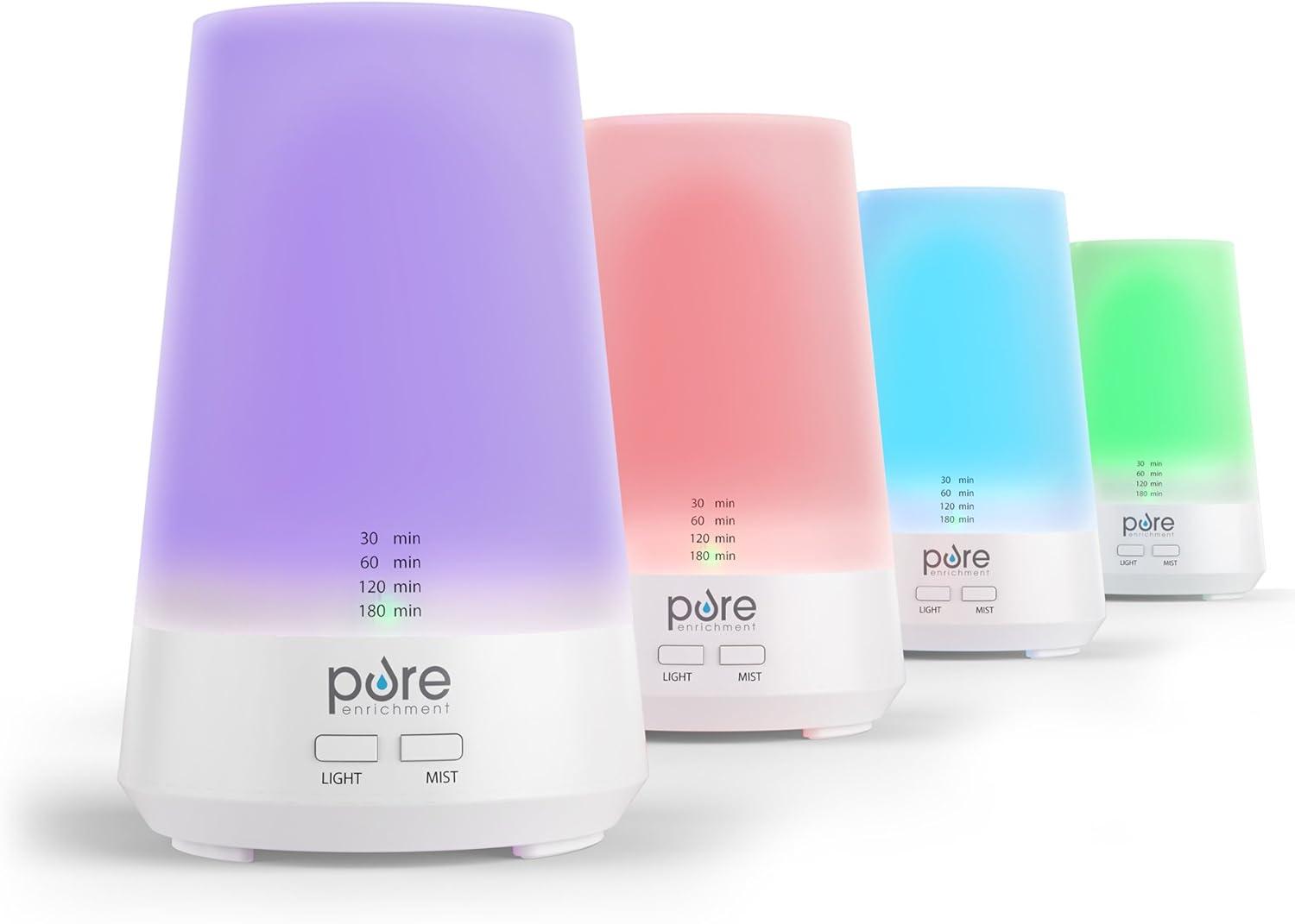 PureSpa Essence Aromatherapy Oil Diffuser – All-Natural Air Freshener with Optional Color-Changing Mood Light and Automatic Shut-Off Timer for Safe Home & Office Use
