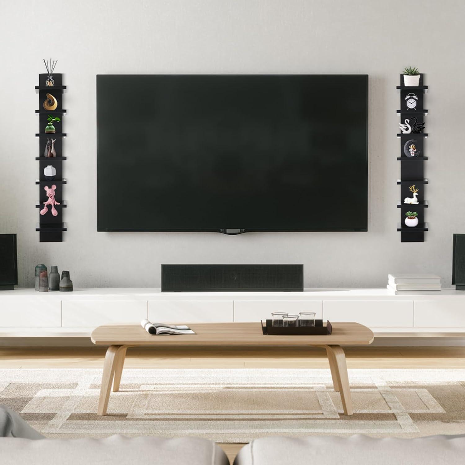 5 Tier Wall Shelf Unit, Brown Wall Shelf, Multifunctional Display Floating Shelf, Bedroom and Home Decor Organizer