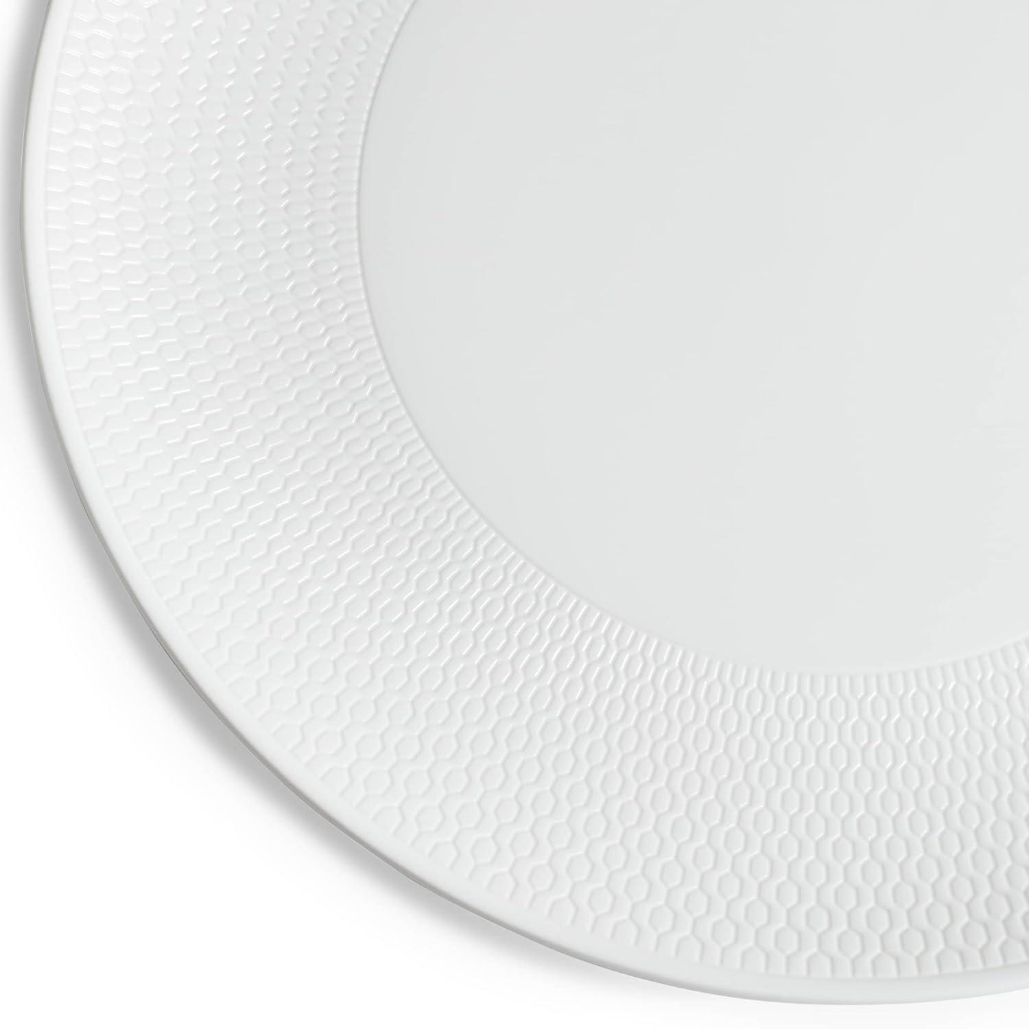 White Porcelain Geometric Round Dinner Plate