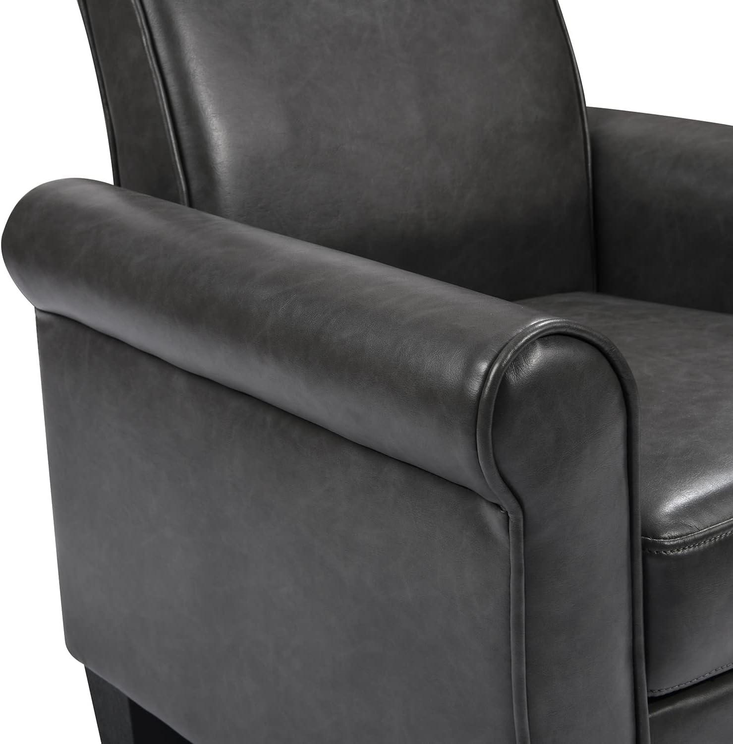 THSUPER Living Room Grey Accent Chair | Faux Leather | Modern Club Chair, Comfy Single Sofa Chair