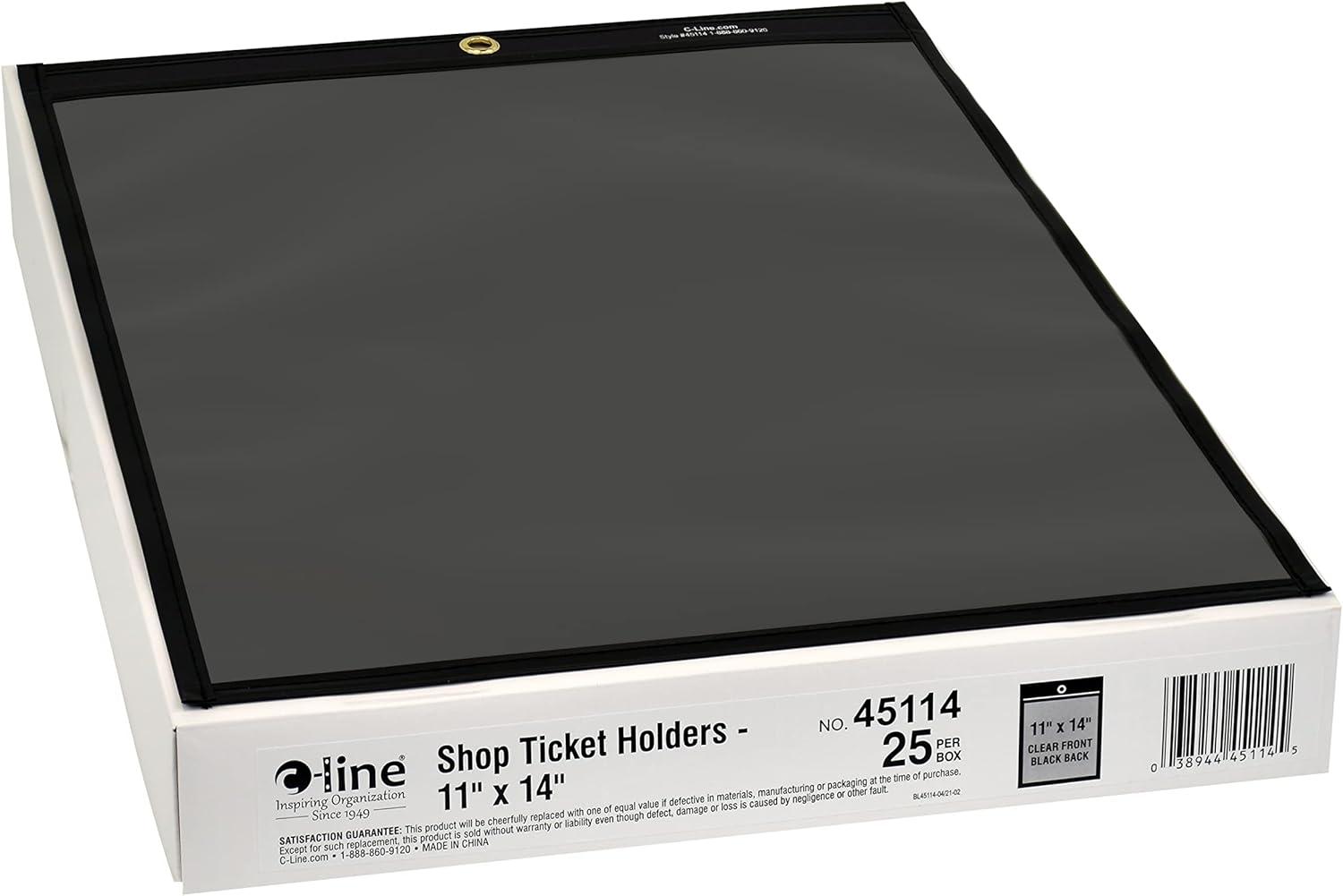 C-Line Shop Ticket Holders Stitched Both Sides Clear 75" 11 x 14 25/BX 46114