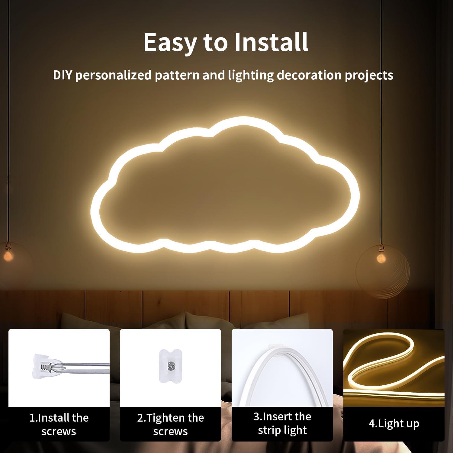 16.4ft White LED Neon Strip Lights for Indoor/Outdoor Use