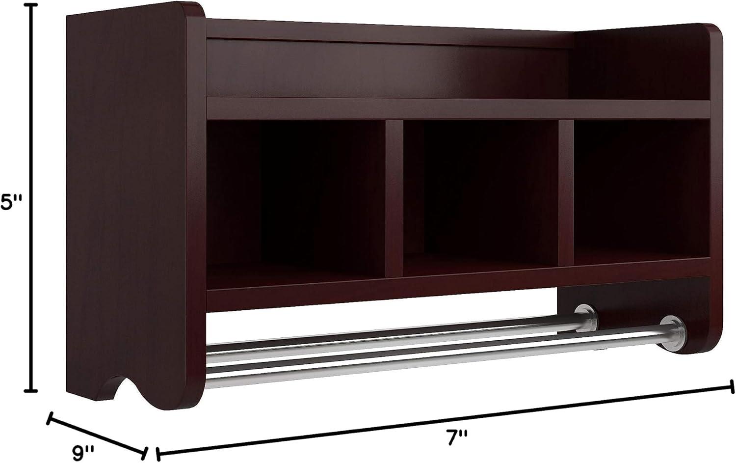 Alaterre Furniture Decorative Wall Cabinet Espresso Brown 25": Hardwood Bathroom Furniture with Towel Bar