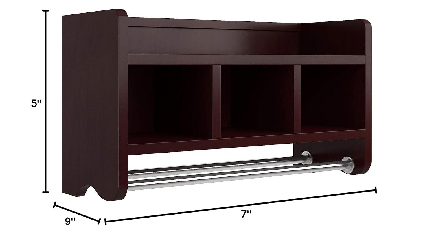 Alaterre Furniture Decorative Wall Cabinet Espresso Brown 25": Hardwood Bathroom Furniture with Towel Bar