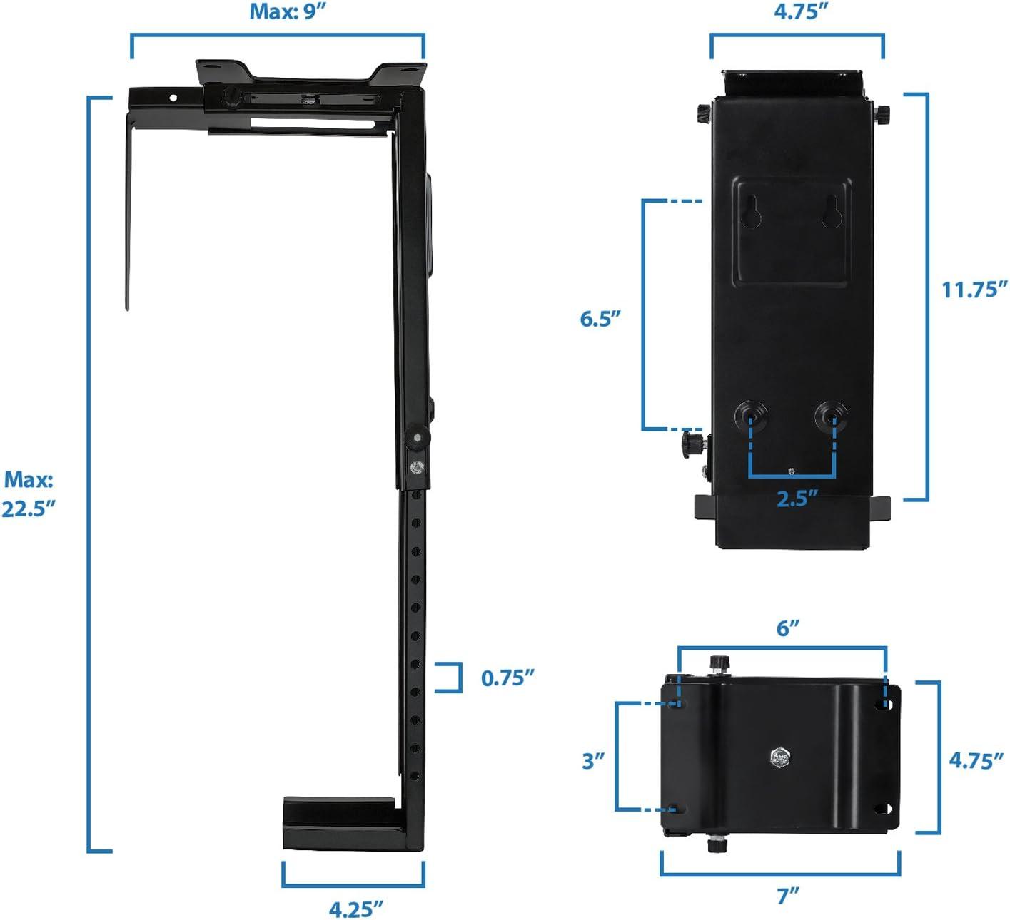 Mount-It Height Adjustable CPU Under Desk Mount Bracket | Computer Tower Wall, Under Counter Holder