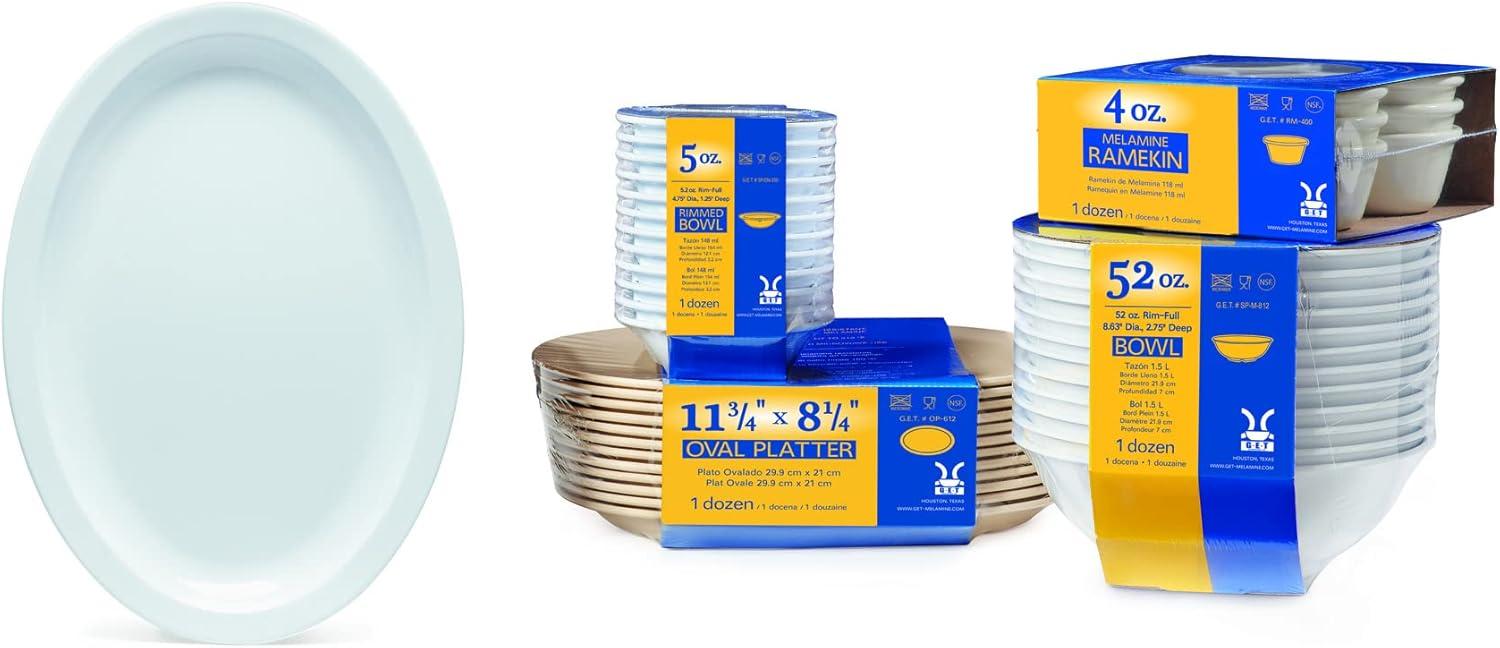 G.E.T. SP-OP-612-W White 11.75" x 8.25" Oval Platter, Melamine (Pack of 12)