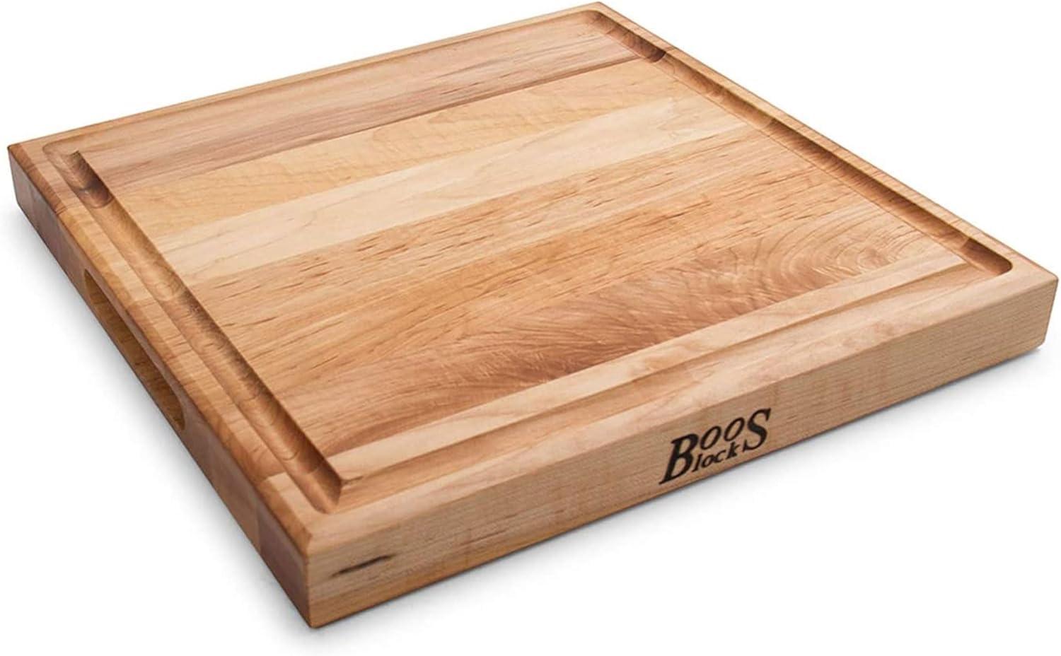 John Boos Boos Block CB Series Large Reversible Wood Cutting Board with Juice Groove, 1.75-Inch Thickness, 15" x 15" x 1 3/4", Maple