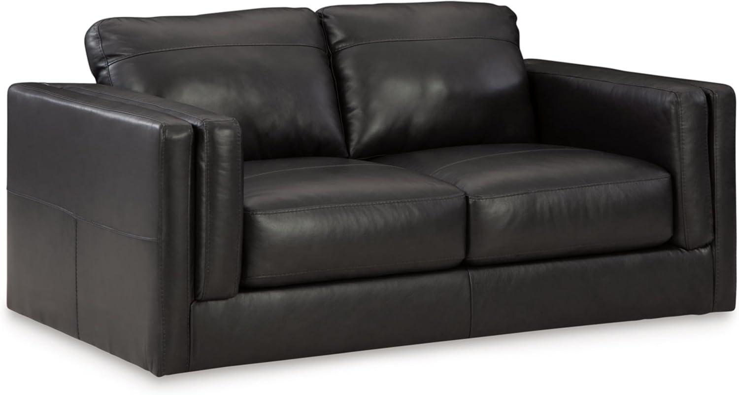 Amiata Black Faux Leather Pillow-top Arm Loveseat