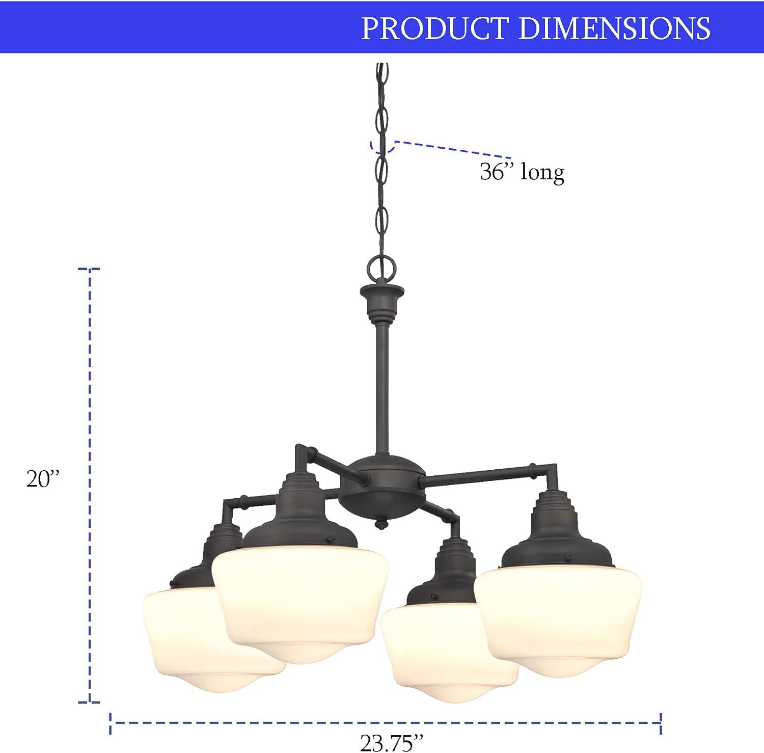 Scholar Four Light Indoor Convertible Chandelier & Semi Flush Ceiling Fixture, Oil Rubbed Bronze