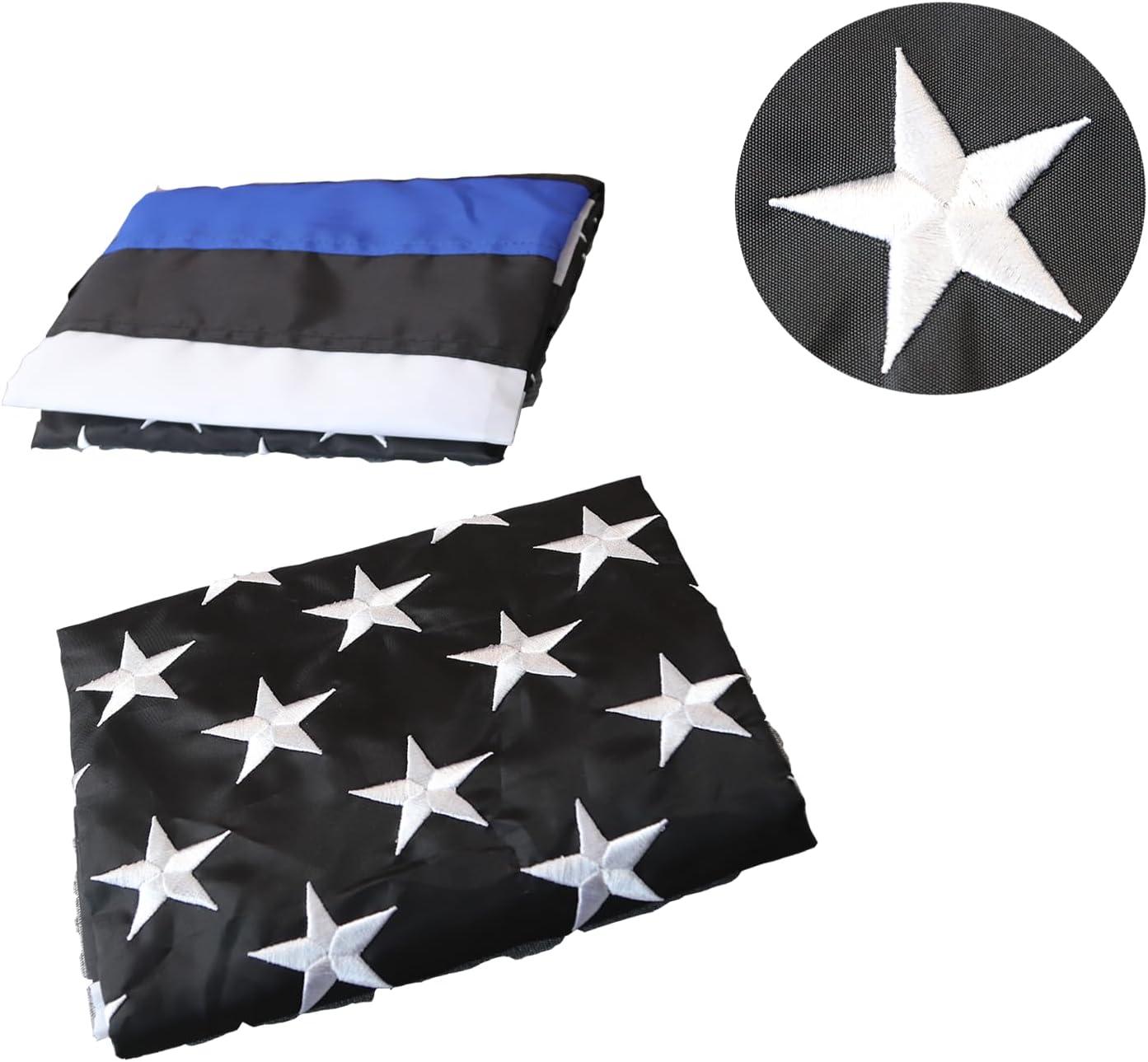 Thin Blue Line Flag United States Policeman Banner Polyester 3x5 Foot Flags Vivid Color and UV Fade Resistant Flag Outdoor Banner