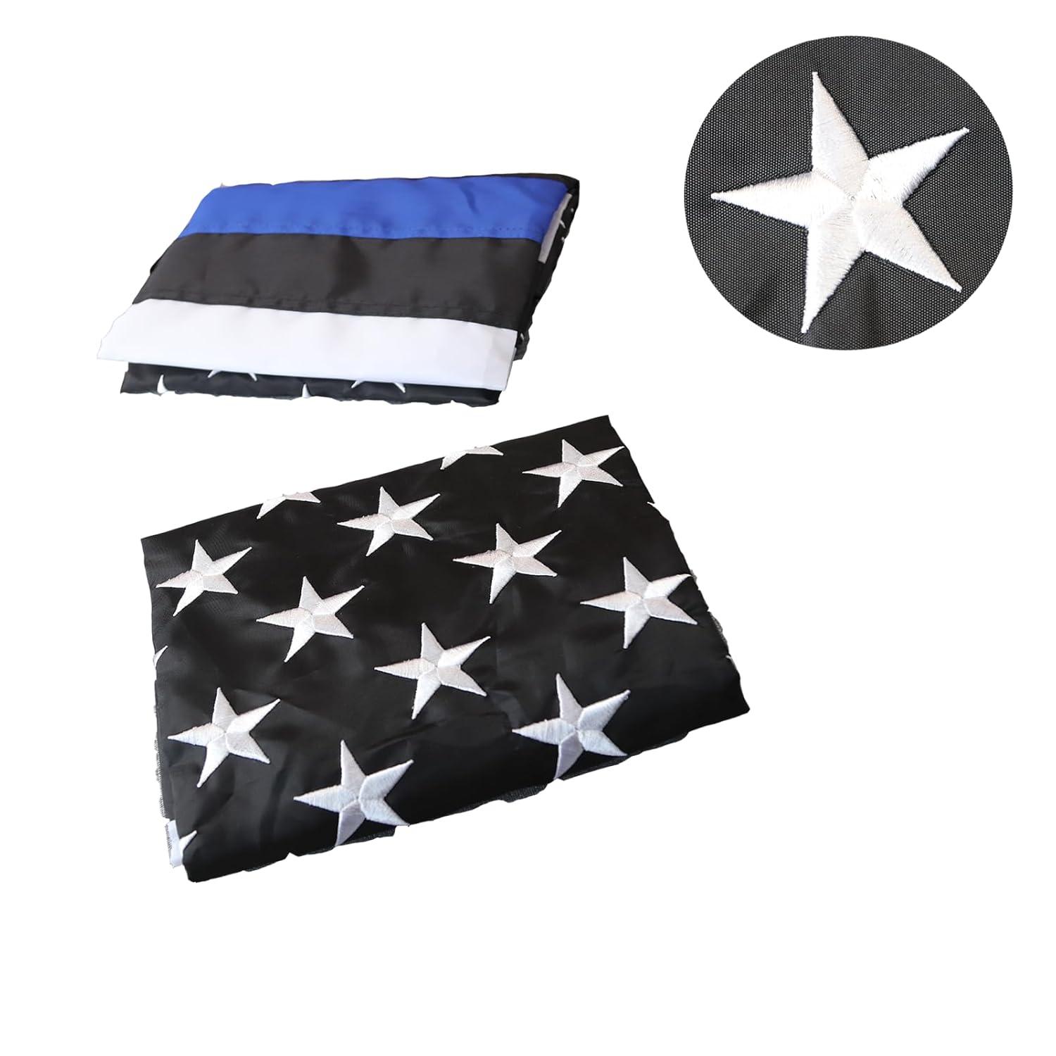 Thin Blue Line Flag United States Policeman Banner Polyester 3x5 Foot Flags Vivid Color and UV Fade Resistant Flag Outdoor Banner