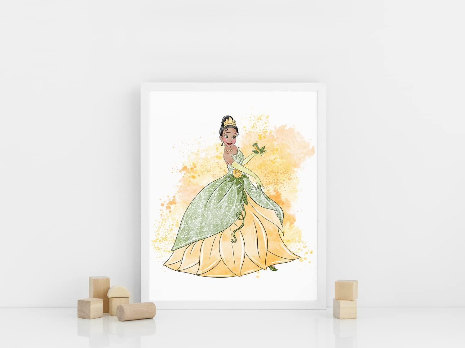 Nistio® Disney Princess Watercolor Prints, Princess Wall Art Posters, Set of 8, Girls Bedroom Poster, Princess Playroom Decor, Nursery Prints, Unframed, 8x10"