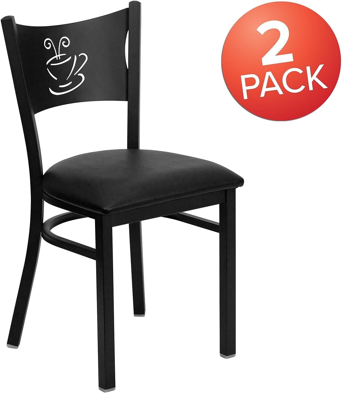 Black Metal Coffee Back Upholstered Dining Side Chair Set