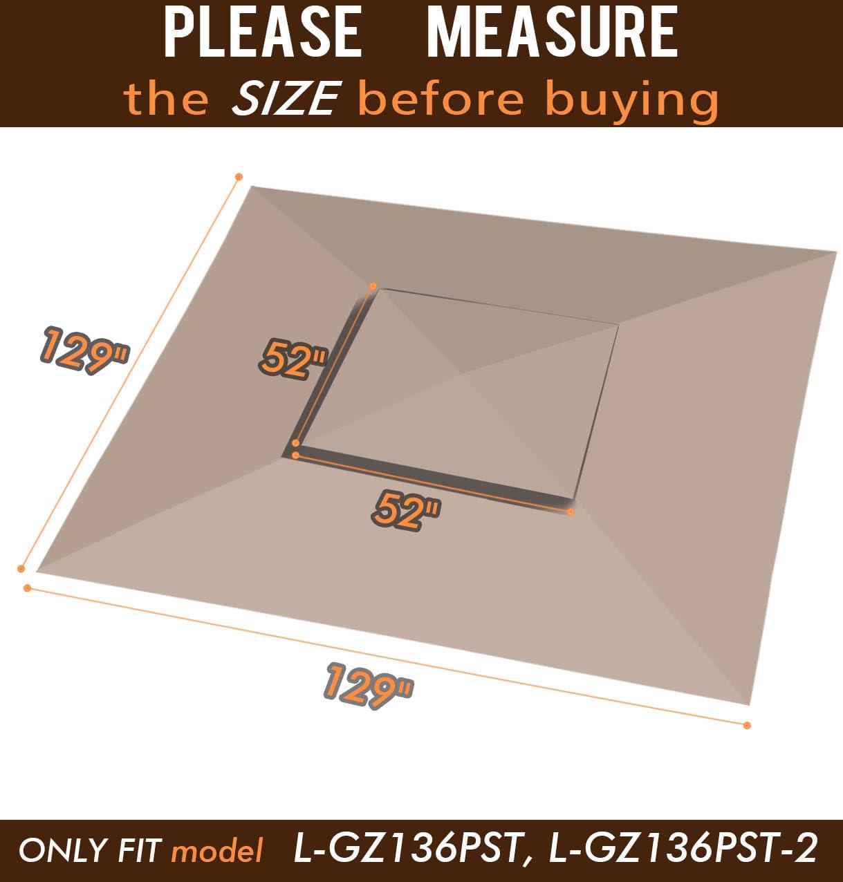 Replacement Canopy roof for Target Madaga Gazebo Model L-GZ136PST (Beige1)