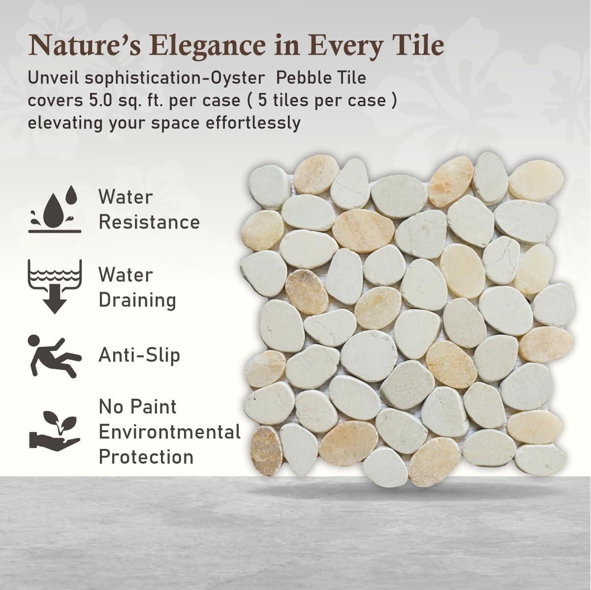 Hawaii 12" x 12" Natural Stone Pebbles Mosaic Wall & Floor Tile