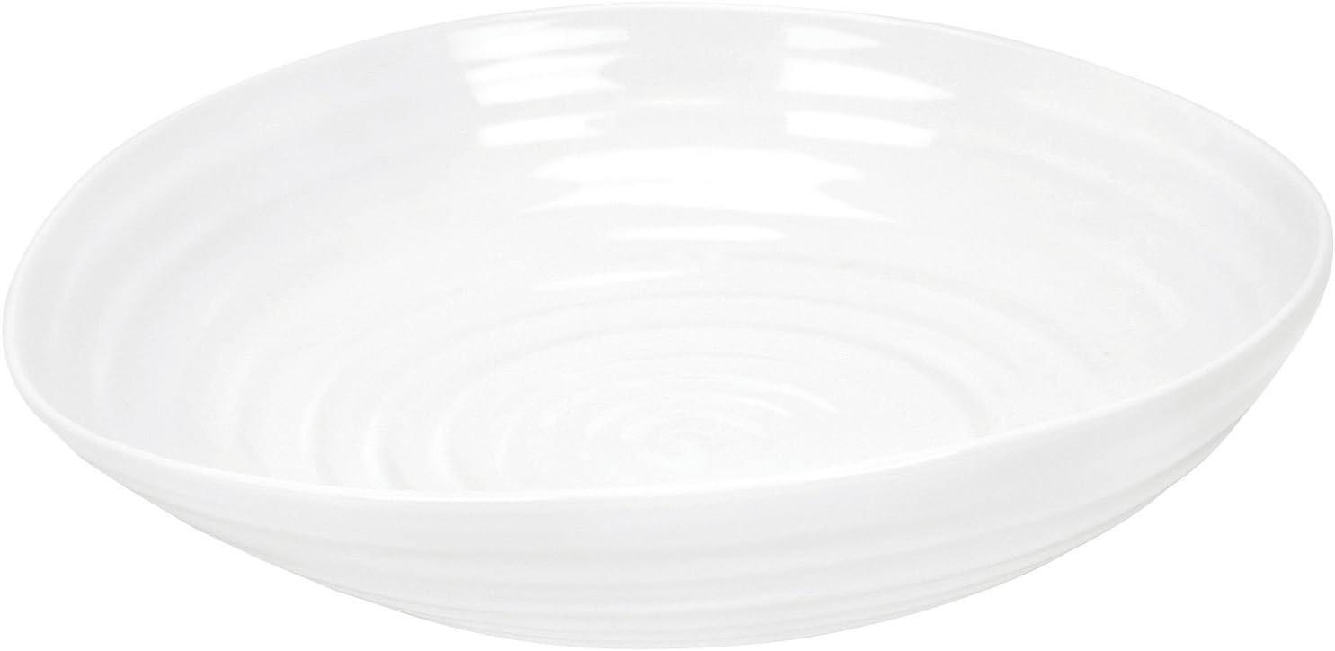 White Ceramic Fluted Triangle Pasta Bowl, 9 Inch