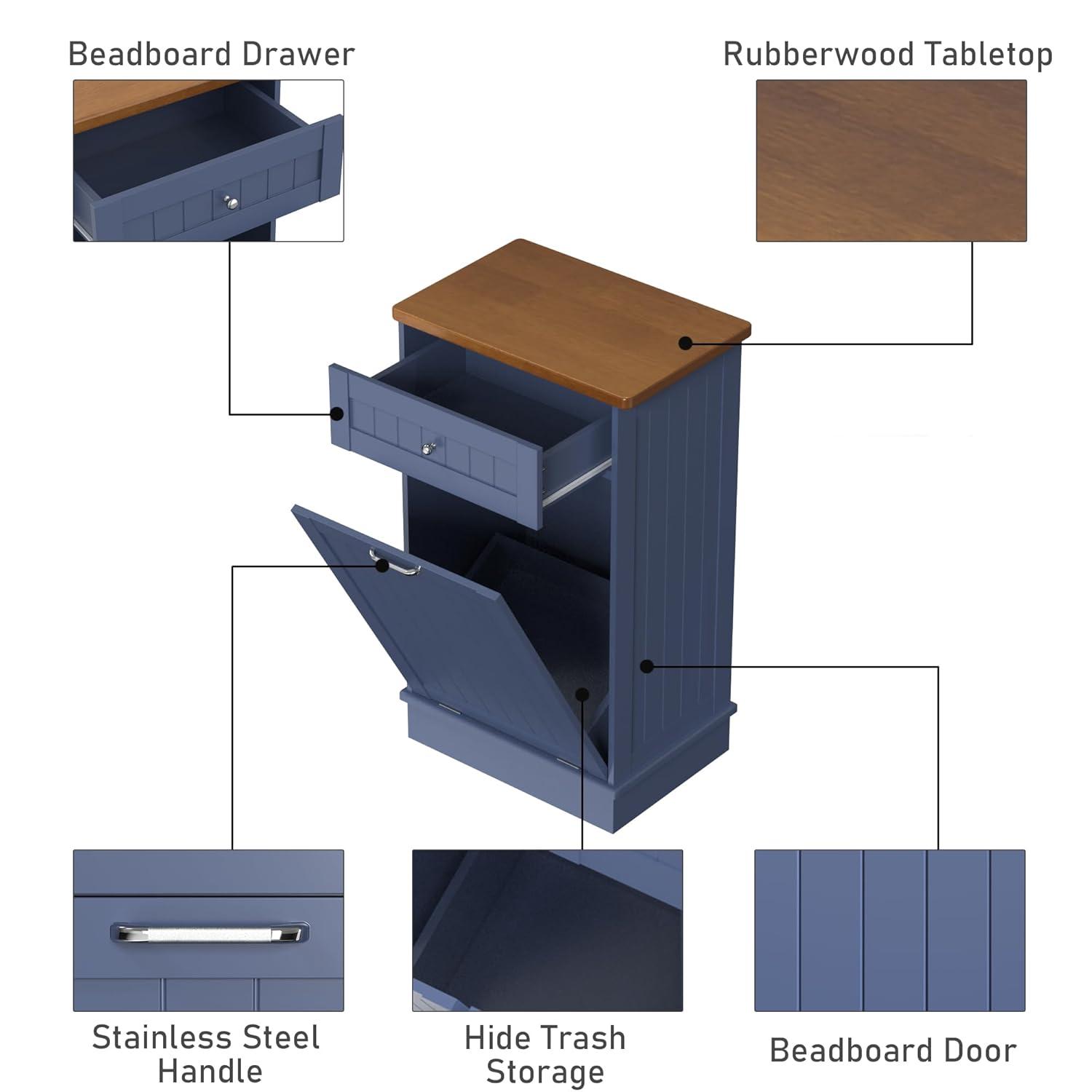 Aeloxis Havant Tilt Out Trash Cabinet 10 Gallon Wooden Free Standing (Not include trash can)