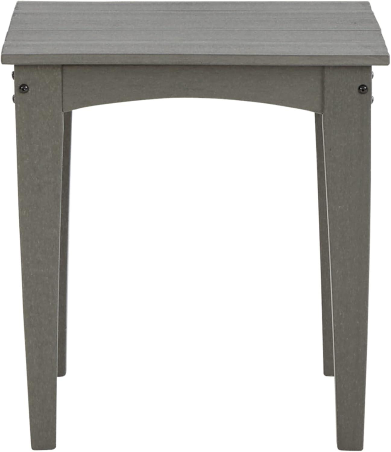 Gray HDPE Rectangular Outdoor End Table with Slatted Top