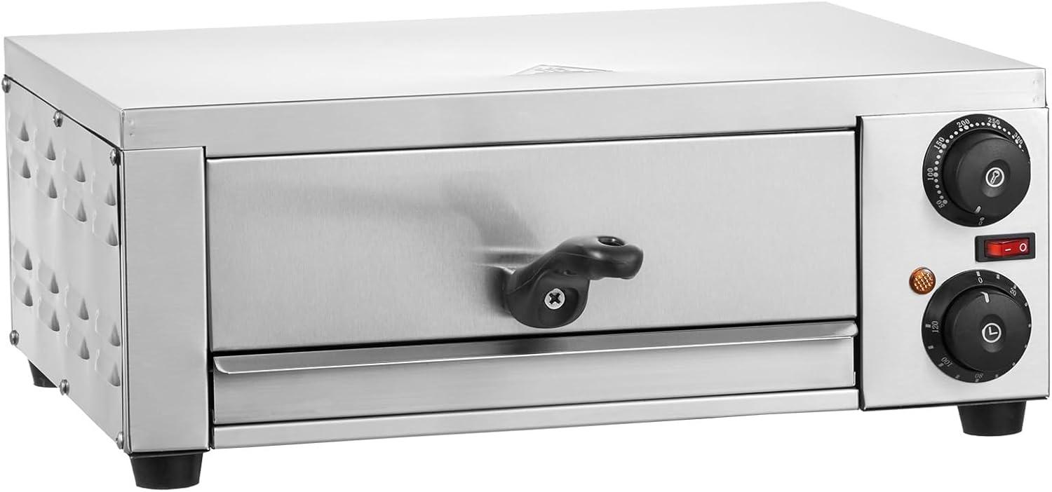 VEVOR Electric Pizza Oven for Countertops, 12-inch, 1500W, with Temp Control & 0-120 Min Timer, Even Baking Technology & Easy Clean Crumb Tray