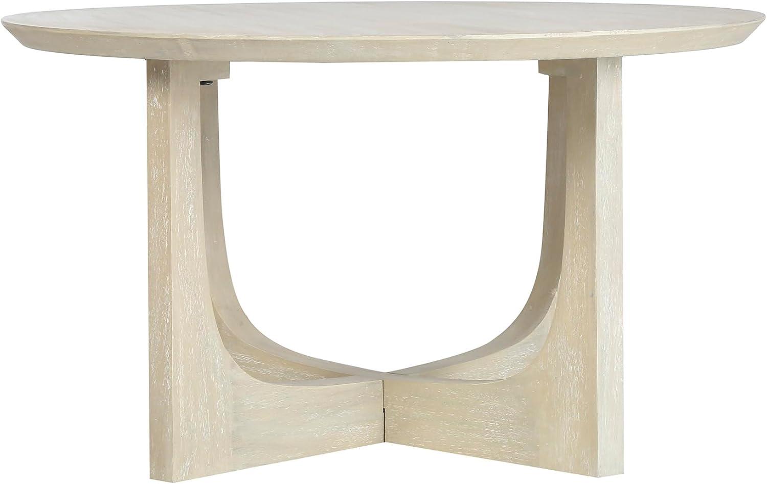 Ivory White Round Mango Wood Coffee Table with Reverse Arch Design