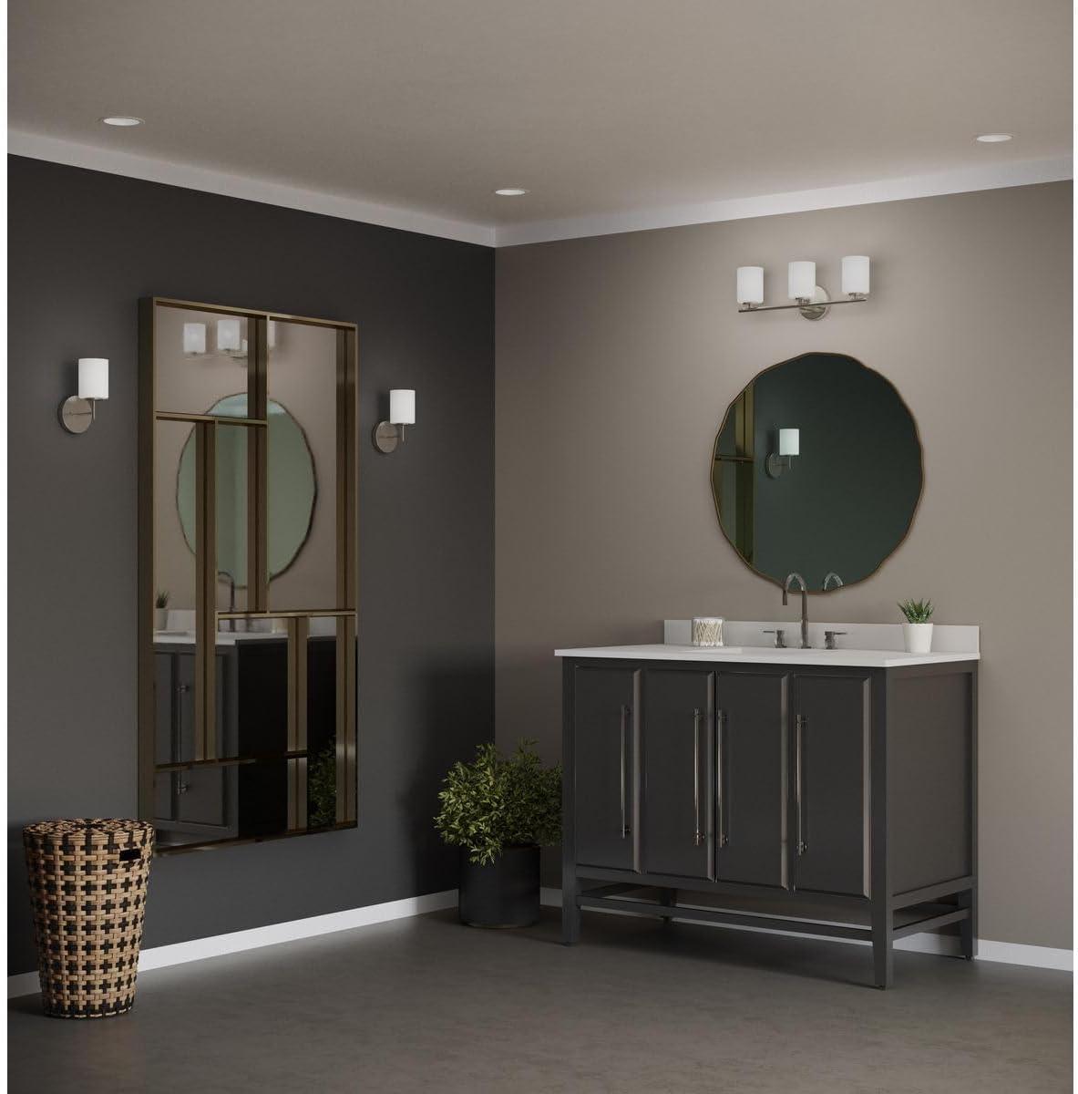 Progress Lighting Replay 1-Light Bath & Vanity, Brushed Nickel, Porcelain, Up/Down Mounting, Shade Included