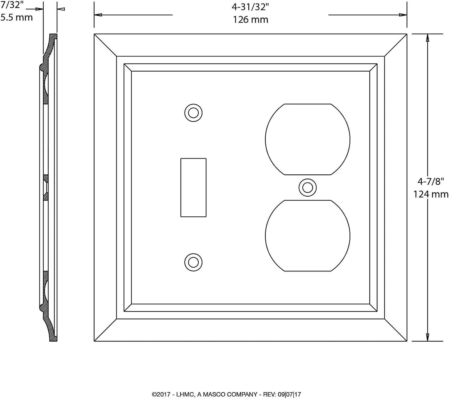 Architectural 2-Gang Duplex Outlet / Toggle Light Switch Combination Wall Plate