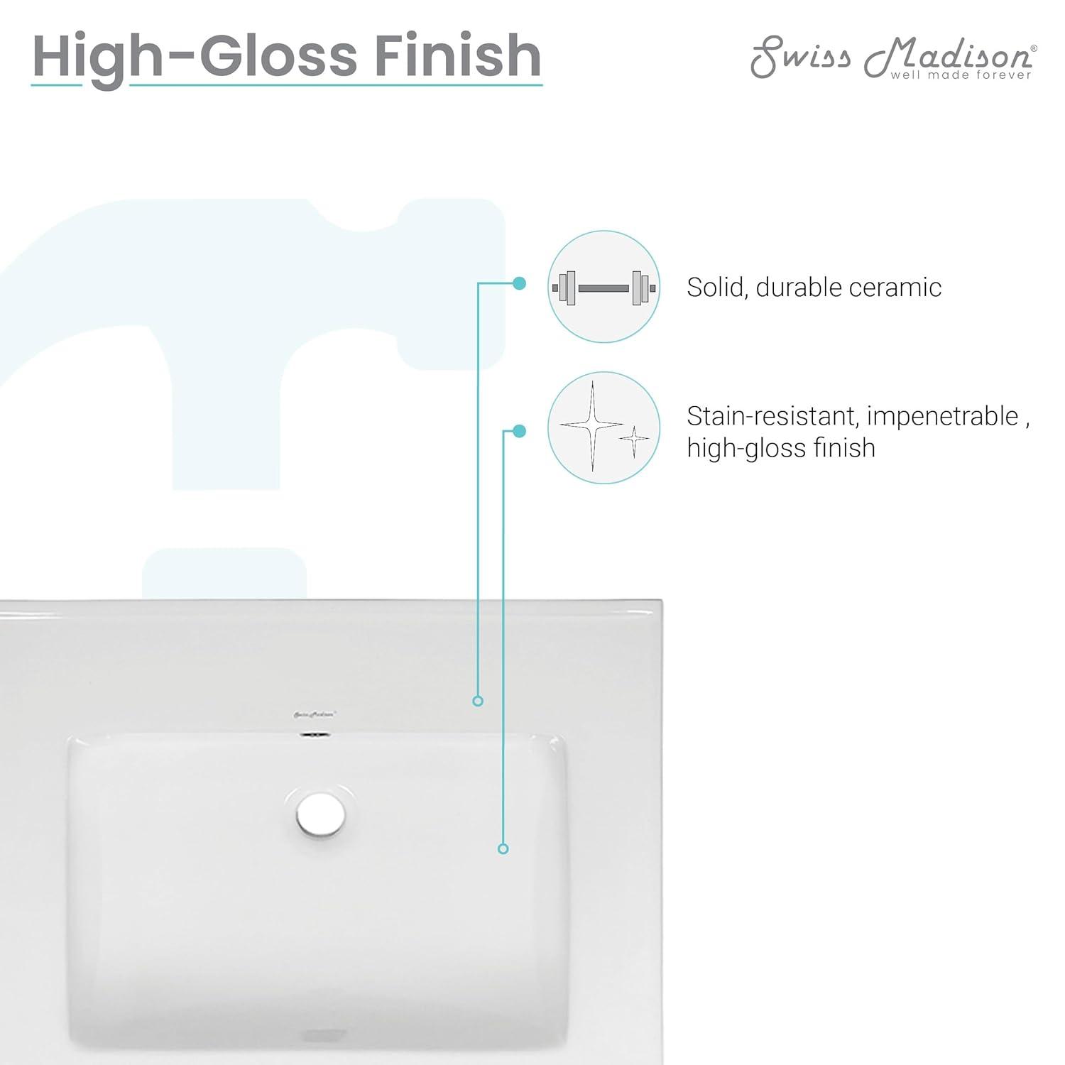 Swiss Madison 18.3 Single Vanity Top with Faucet Holes