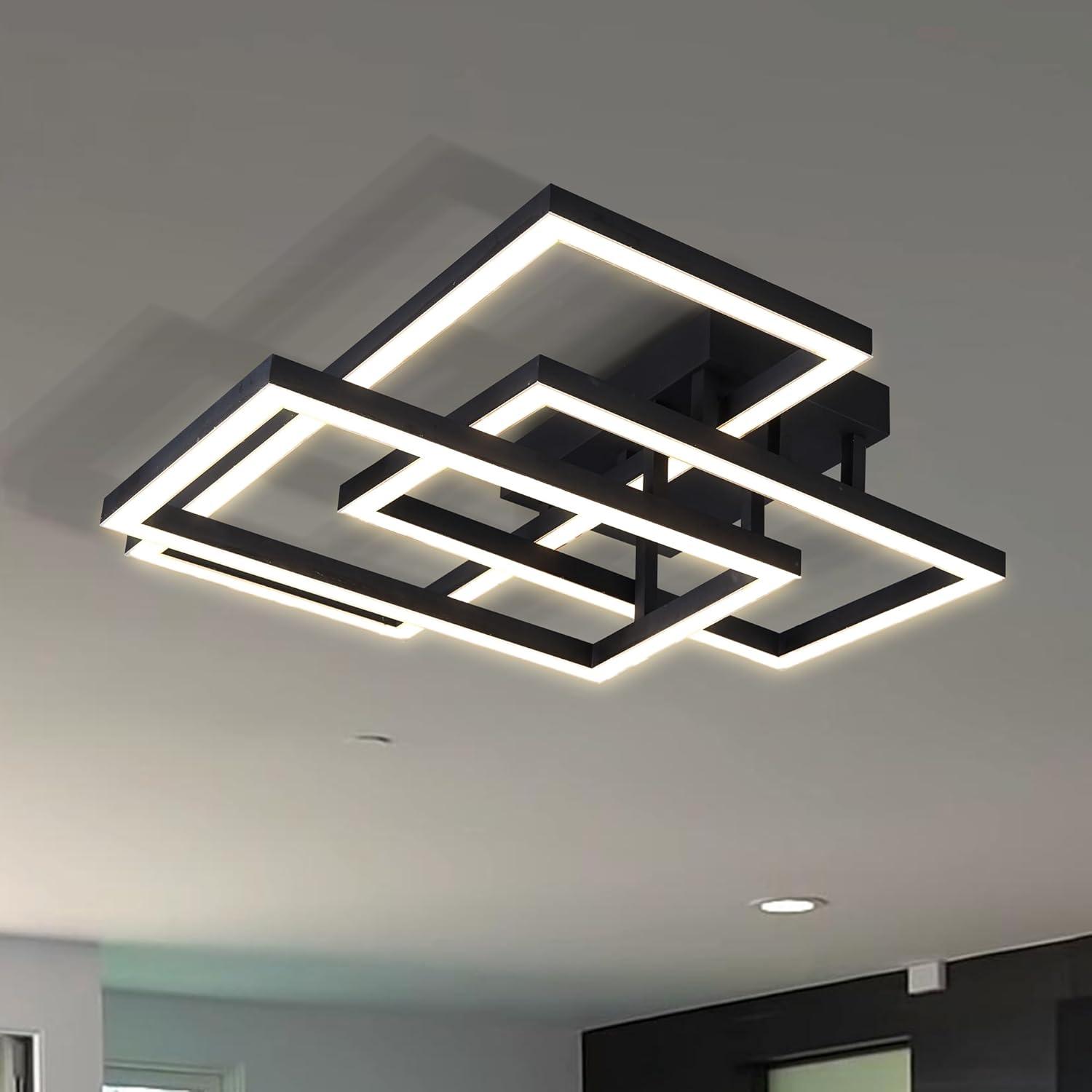 Radium 28-in Integrated LED Rectangular ETL Certified Semi Flush Ceiling Light