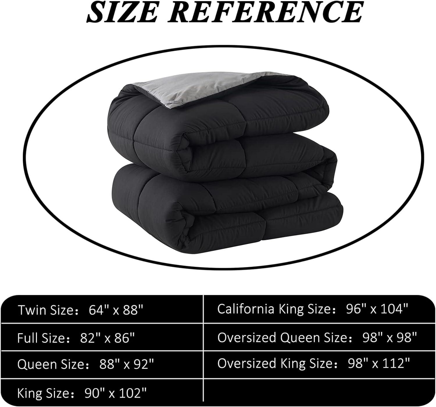 Queen Black and Gray Reversible Microfiber Comforter