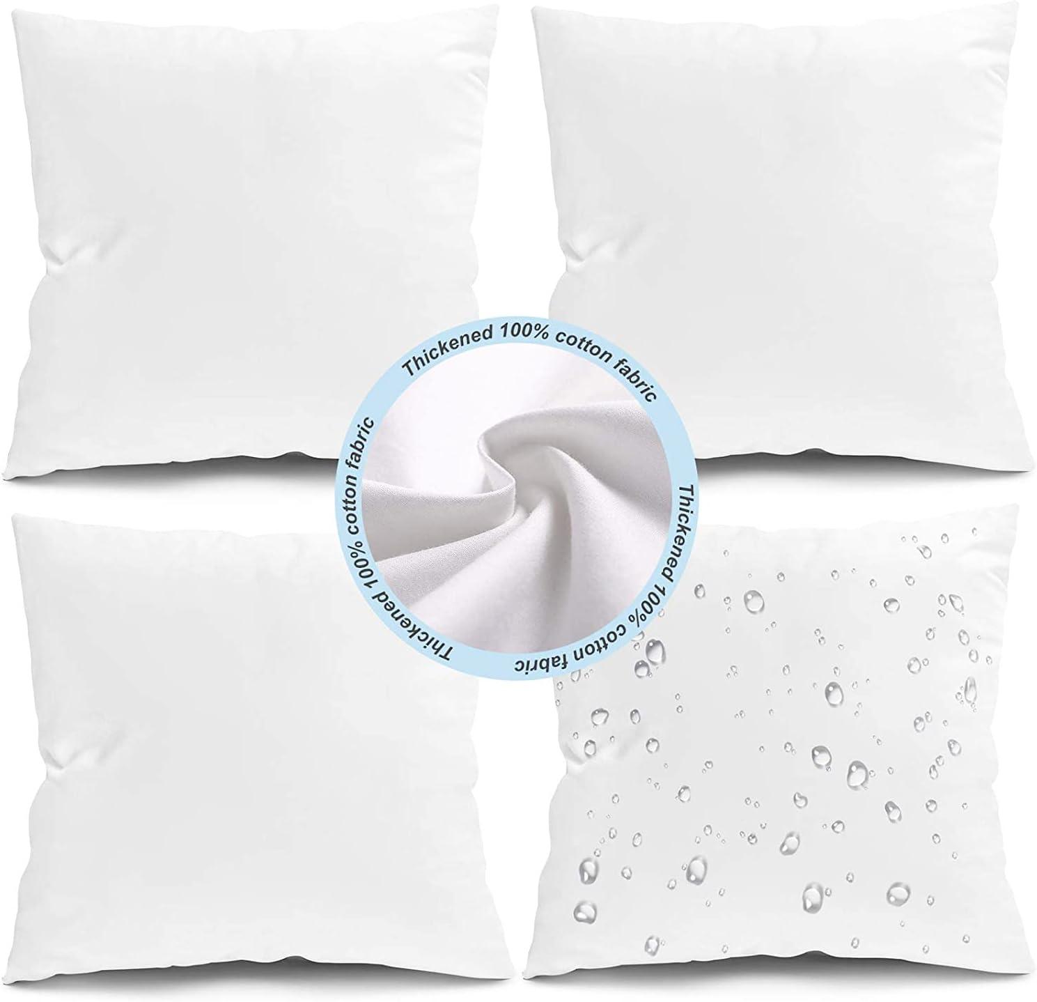 Set of 4 White Waterproof Outdoor Pillow Inserts 18x18