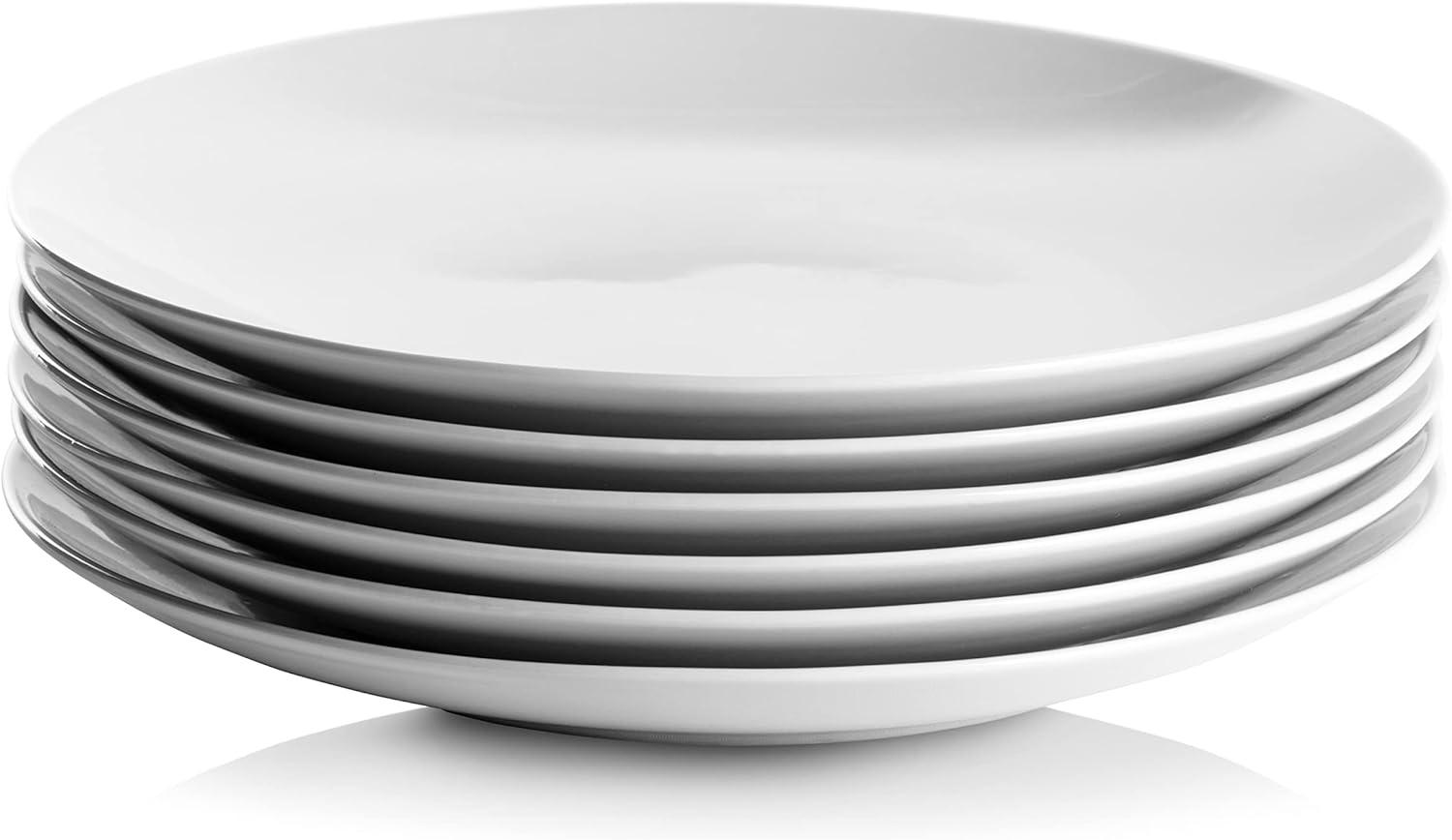 Simply White 10.5" Ceramic Coupe Dinner Plates, Set of 6