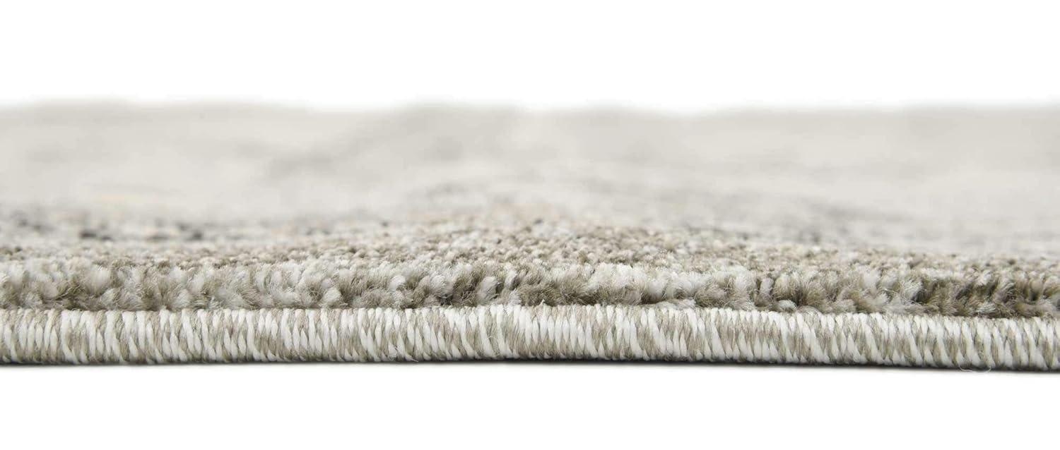 Unique Loom La Jolla Collection Contemporary, Abstract, Vintage, Border Area Rug, 8 ft x 8 ft, Gray/Silver
