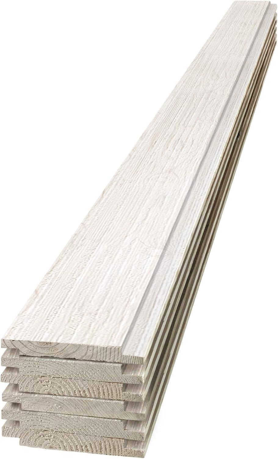 UFP-Edge Rustic Pine Shiplap Boards, 6-Pack, White, 1 in. x 8 in. x 6 ft
