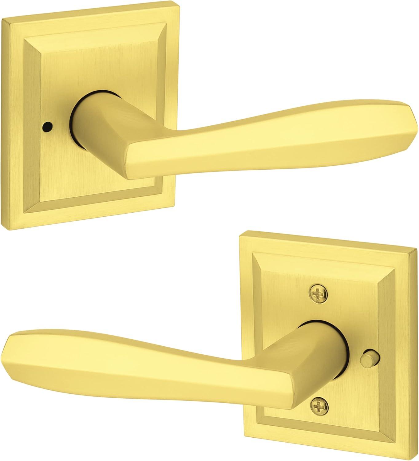 Torrey Satin Brass Low Profile Rose Bed/Bath Privacy Door Handle