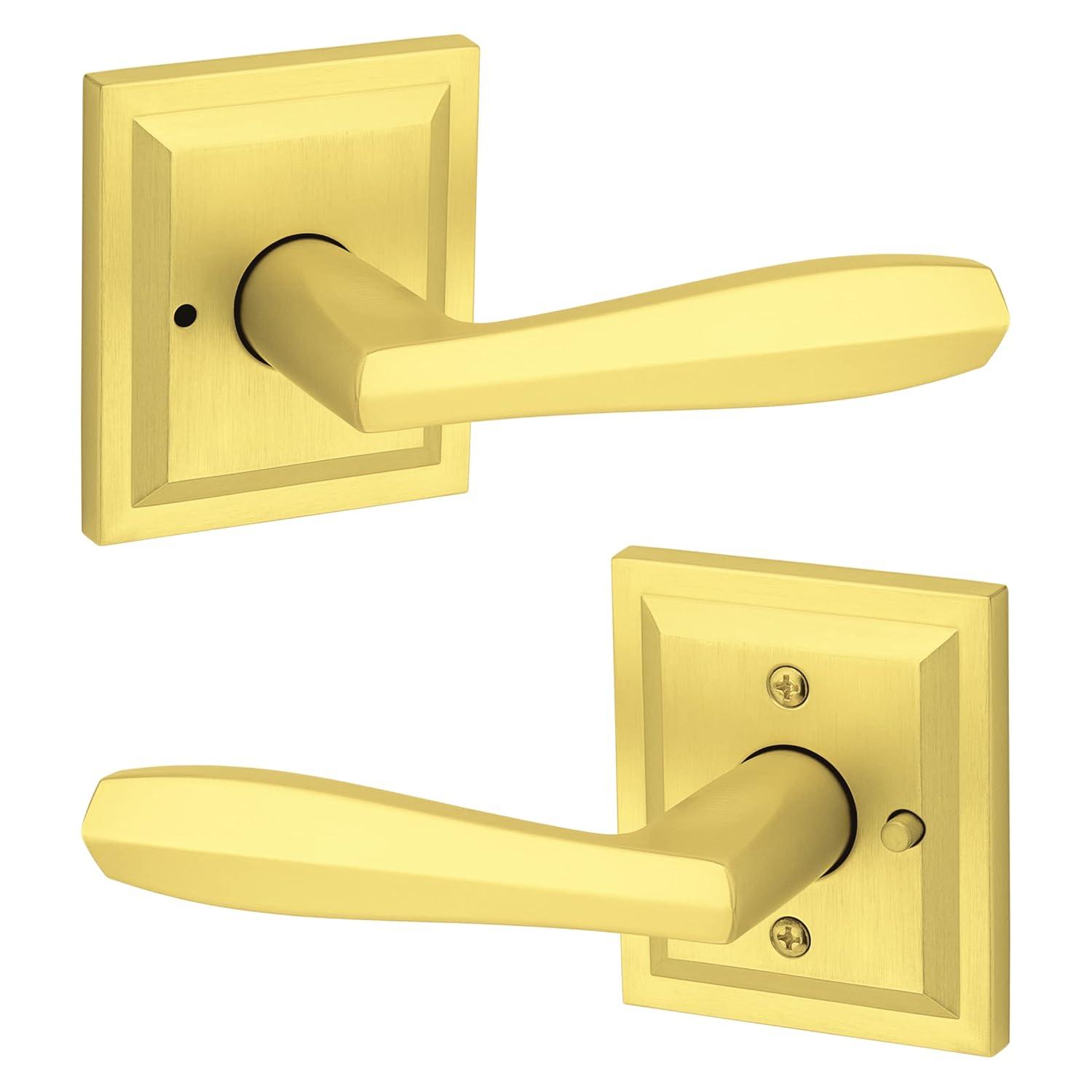 Torrey Satin Brass Low Profile Rose Bed/Bath Privacy Door Handle