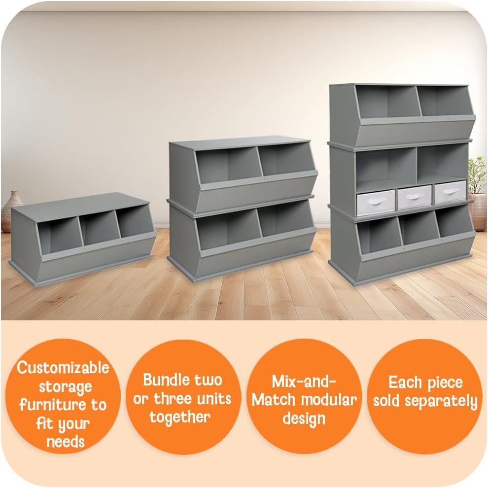 Badger Basket Two Bin Stackable Storage Cubby - Gray