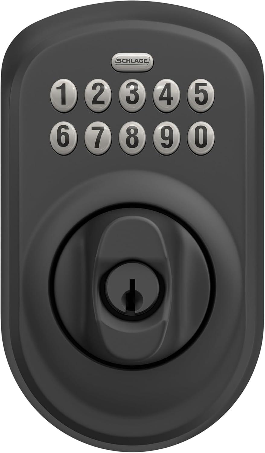 Schlage BE365 PLY 622 Keypad Electronic Deadbolt, Matte Black
