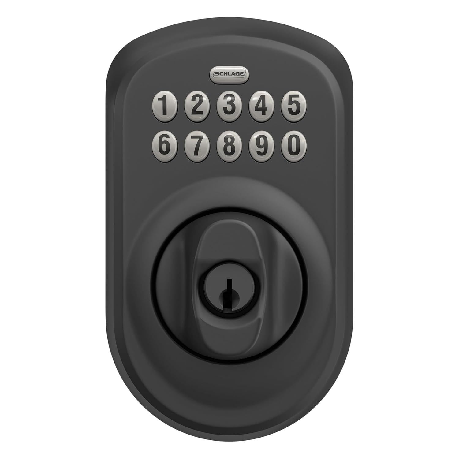 Schlage BE365 PLY 622 Keypad Electronic Deadbolt, Matte Black