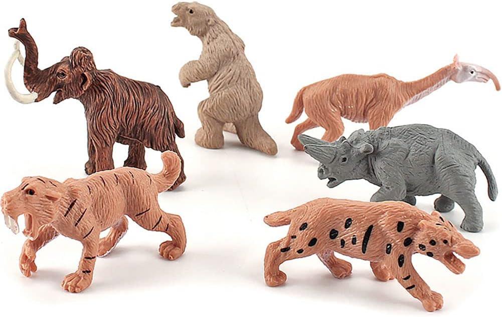 BLAPNK Realistic Prehistoric Animal and Primitive Figurines Moodel Toy 12 Pcs Ancient Smilodon Mammoth Human Figures Collection Playset Educational Toy Christmas Birthday Gift