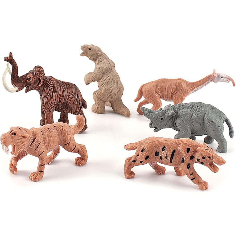 BLAPNK Realistic Prehistoric Animal and Primitive Figurines Moodel Toy 12 Pcs Ancient Smilodon Mammoth Human Figures Collection Playset Educational Toy Christmas Birthday Gift