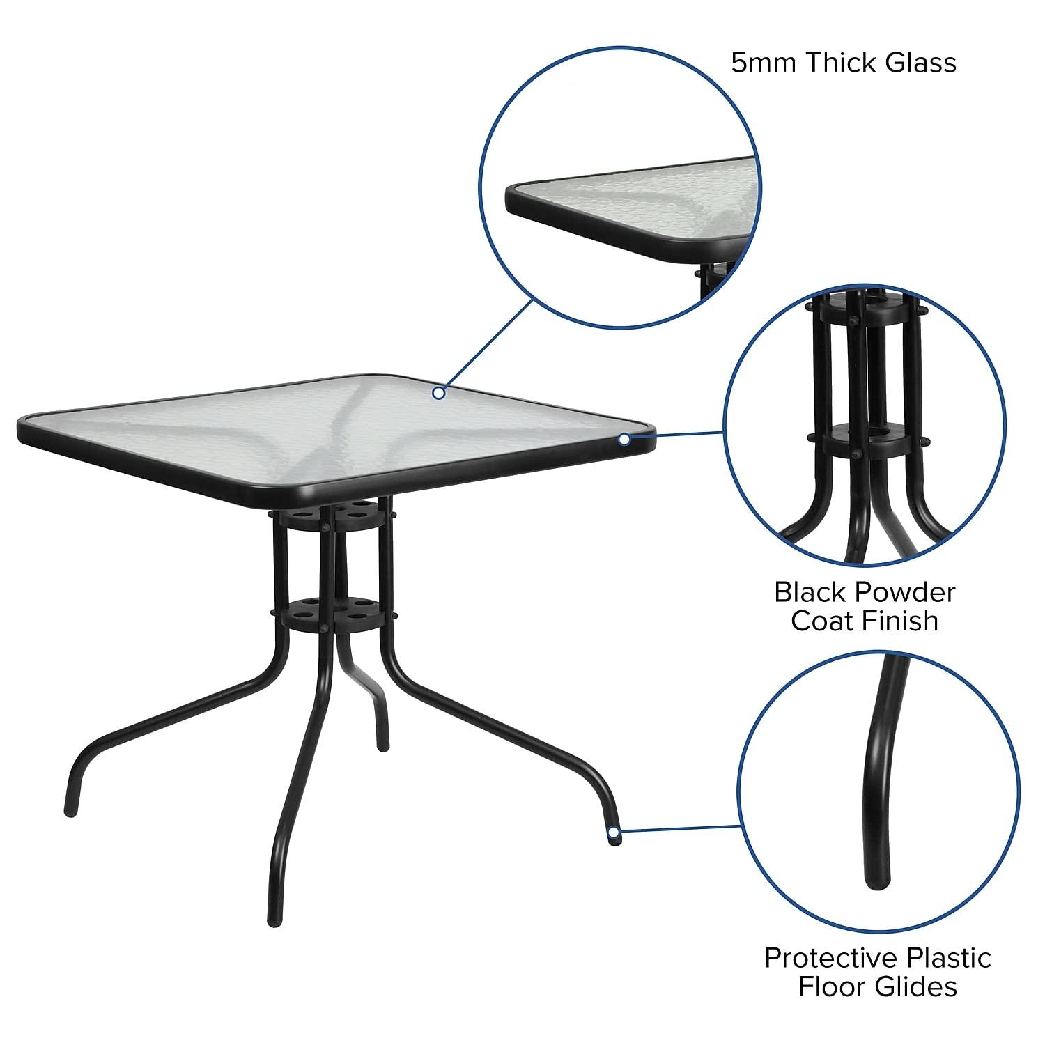 Flash Furniture 31.5'' Square Tempered Glass Metal Table