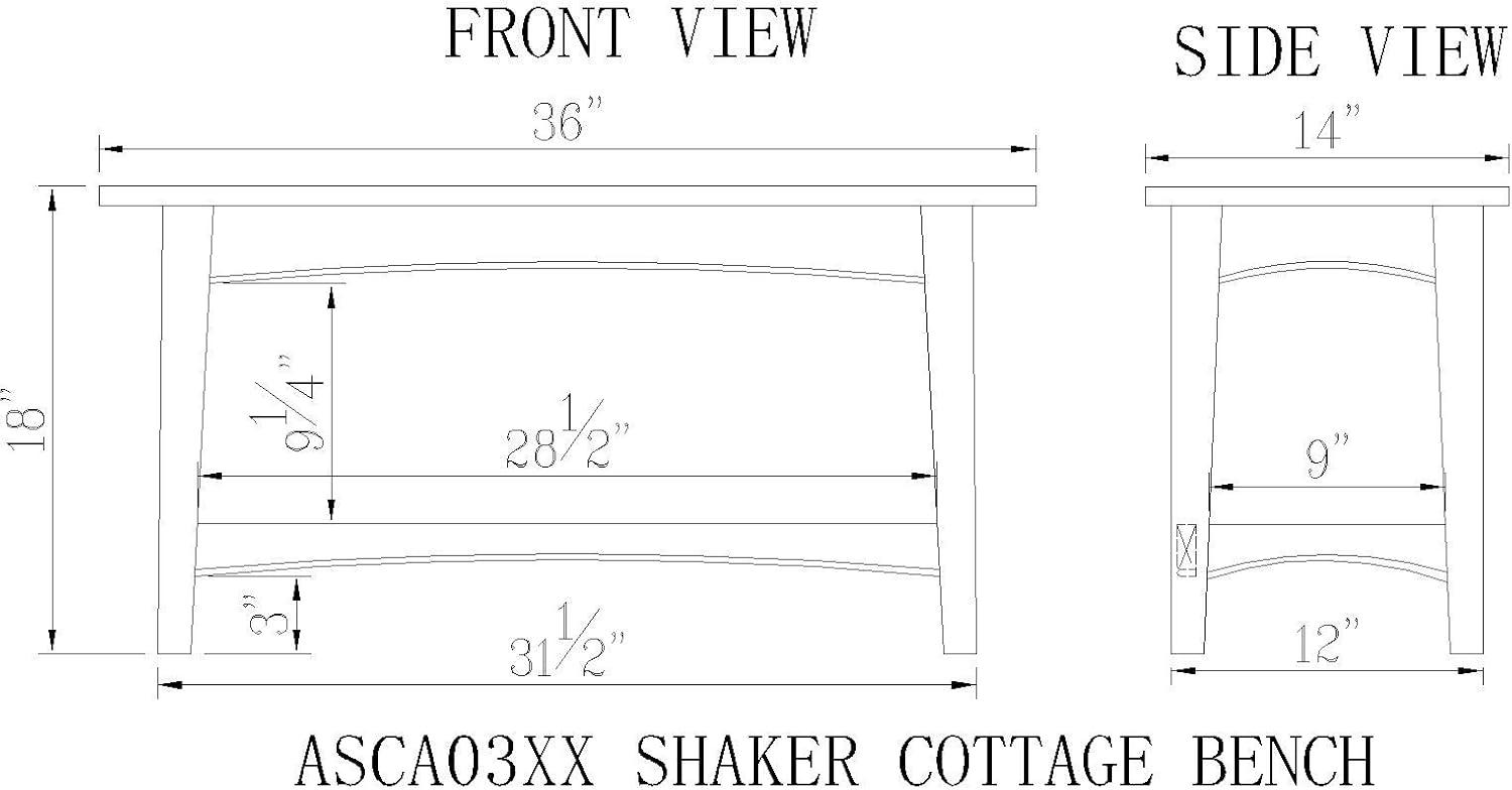 Alaterre Shaker Cottage Bench with Shelf, Espresso
