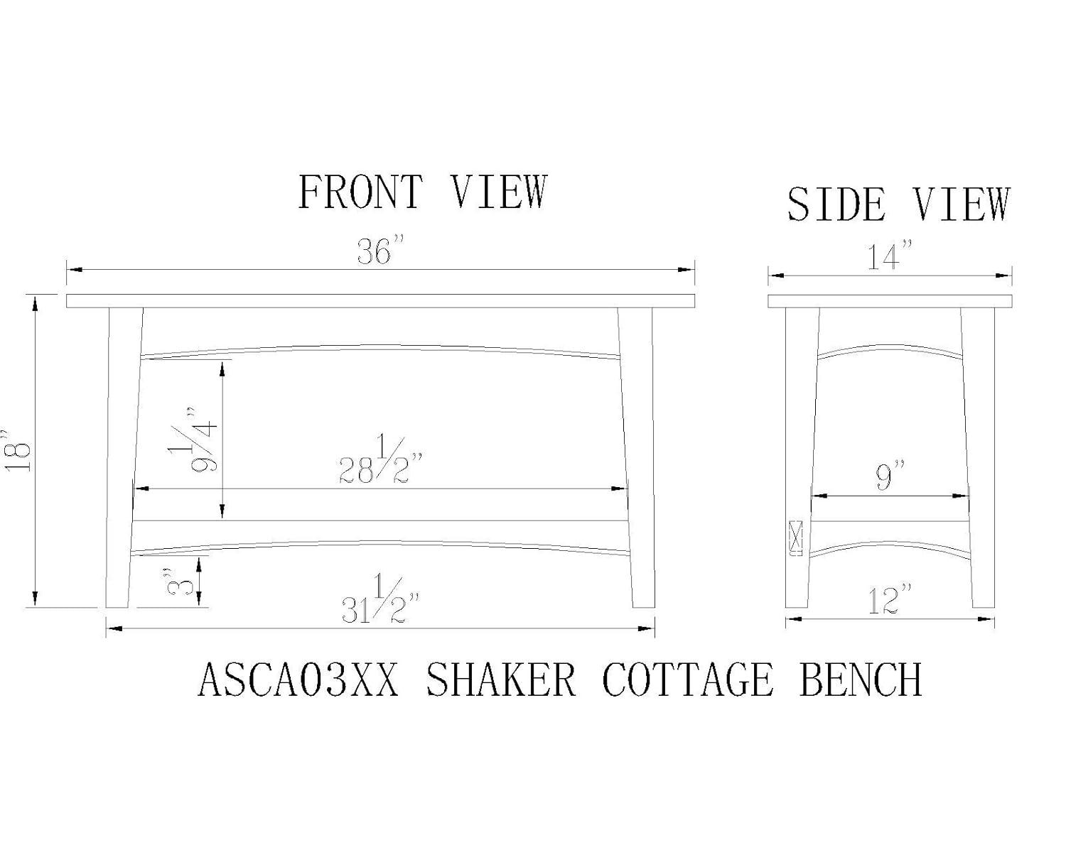 Shaker Cottage Bench with Shelf Sand - Alaterre Furniture: Hardwood Entryway Storage, Unupholstered Hallway Seat